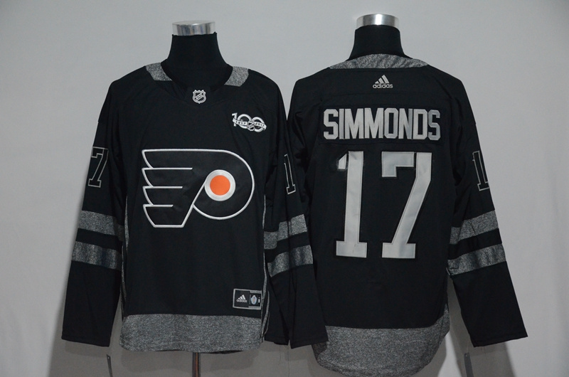 NHL Philadelphia Flyers #17 Simmonds Black 1917-2017 100th Anniversary Stitched Jersey->->NHL Jersey